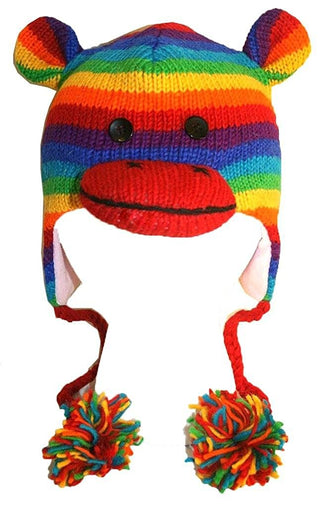 Agan Traders Wool Animal Knit Fleece Lined Flap trapper Hat Child Kids Size - Agan Traders, Sock Monkey