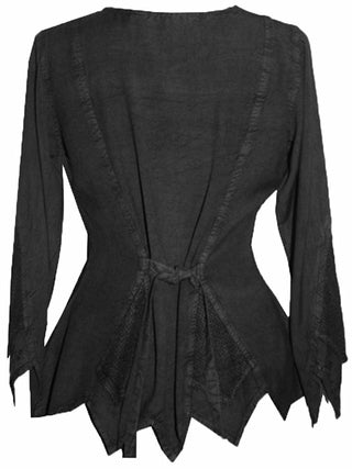 Gypsy Medieval Vintage Asymmetrical Net Renaissance Top Blouse - Agan Traders, Black