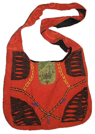 Bg 114 1AD HANDMADE PURSE YOGA HIPPY SHOULDER BOEMIAN BOHO TOTE BAG - Agan Traders, Red