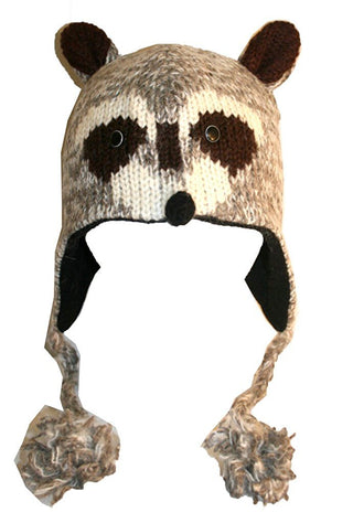 Agan Traders Wool Animal Knit Fleece Lined Flap trapper Hat Child Kids Size - Agan Traders, Racoon