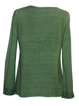 Renaissance Vintage V Neck Medieval Top Blouse - Agan Traders, Parrot Green