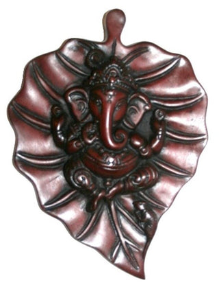 Ganesha Embedded Leaf Wall Hanging - Agan Traders, Rosewood