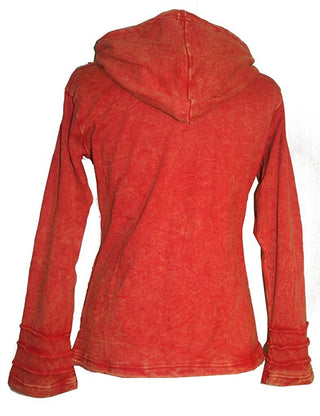 Nepal Rib Patch Cotton Bohemian Insulated Hoodie Jacket - Agan Traders, Orange Rust