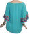Rayon crape Bohemian Medieval Bell Sleeve Embroidered Rope Tie Tunic Blouse - Agan Traders, Ocean Green