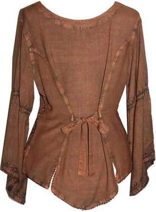 Flower Embroidered Blouse - Agan Traders, Rust