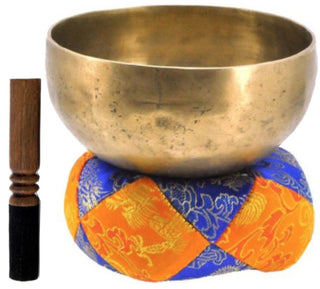 Large 10.75 Inch Diameter E Note Hand Pounded 3rd Eye Chakra Singing Bowl Set - Agan Traders