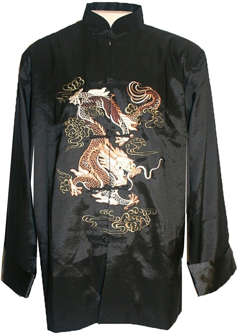 Mens Kung Fu Dragon Printed Long Sleeve Hoodie Pullover Sweatshirt