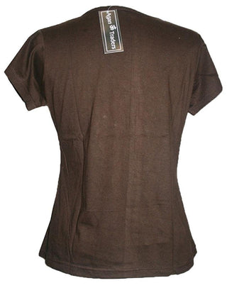 Om Embroidered Stretchy Yoga Tee - Agan Traders, Choco Brown