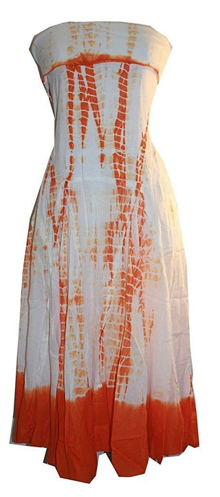 Cotton Tie Dye Gypsy Halter Tube Dress - Agan Traders, Orange Rust