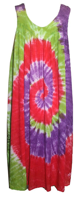 Rayon Viscose Sheer Tie Dye Peasant Dress - Agan Traders, Purple Red