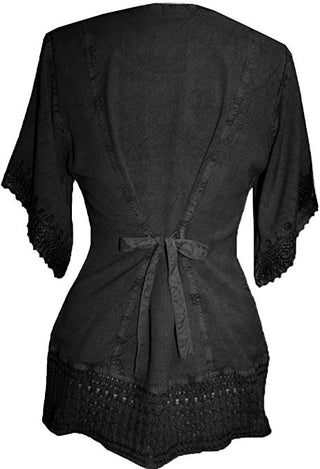 Medieval Rennaissance Peasant Gypsy Ari Lace Blouse Top - Agan Traders, Black