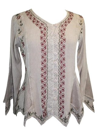 Gypsy Medieval Vintage Asymmetrical Net Renaissance Top Blouse - Agan Traders, Beige C