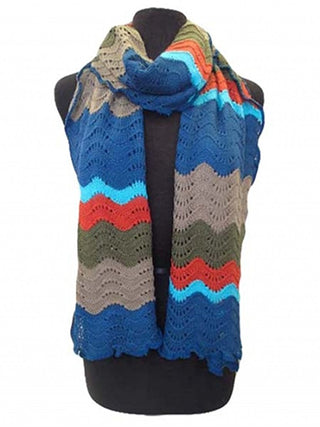 Knitted Waves Warm Winter Ski Cold Weather Scarf - Agan Traders