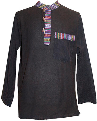 Lightweight Cotton Yoga Casual Shirt Mandarin Henley Style - Agan Traders, Rusty Brown