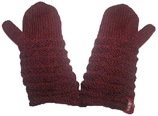 Knit Waved Micro Fleece Mitten - Agan Traders, MT Burgundy