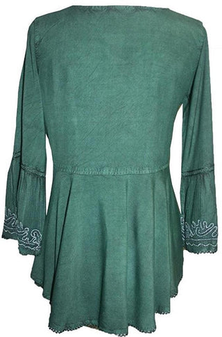 Medieval Embroidered Medieval Embroidered Tunic Blouse - Agan Traders, Green