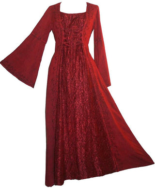 Net Medieval Vampire Gothic Renaissance Dress Gown - Agan Traders, Burgundy