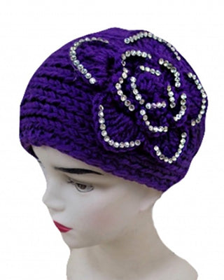 Knitted Soft Big Beautiful Flower Stones Headband - Agan Traders