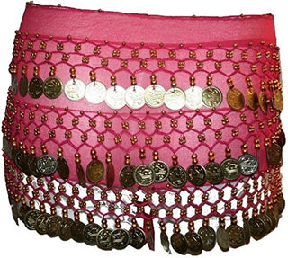 ST Agan Traders Belly Dancing Zumba Hip Coin Gypsy Hip Scarf - Agan Traders, Pink Gold ST