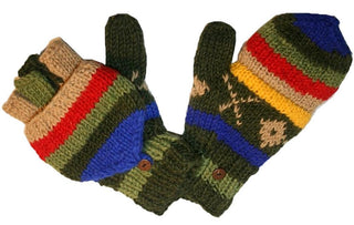 Multi-colored Knit Folding Mitten - Agan Traders