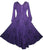 V Neck Embroidered Butterfly Bell Sleeve Flare Mid Calf Dress - Agan Traders, Purple