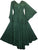V Neck Embroidered Butterfly Bell Sleeve Flare Mid Calf Dress - Agan Traders, H Green
