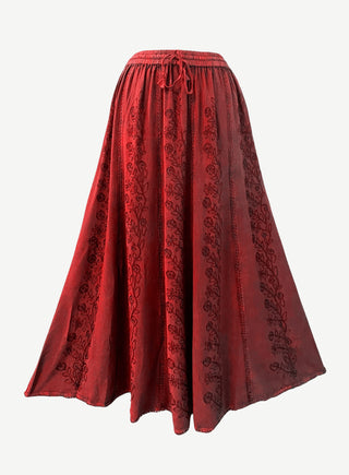 712 SK Agan Traders Medieval Embroidered Long Skirt - Agan Traders, B Red