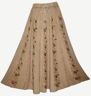 712 SK Agan Traders Medieval Embroidered Long Skirt - Agan Traders, Camel