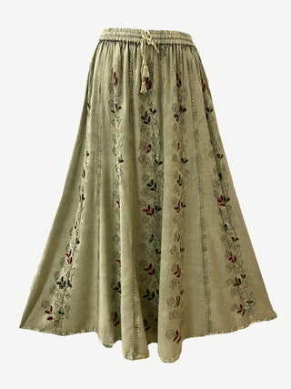 712 SK Agan Traders Medieval Embroidered Long Skirt - Agan Traders, Sea Green