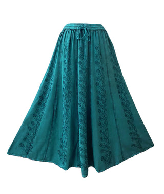 Women's Medieval Vintage Boho Embroidered Elastic Waistband Long Panel Skirt Maxi ~ 712 Skt