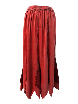 714 Skt Bohemian Gypsy Asymmetrical Hem Rayon Netted Skirt - Agan Traders, B. Red