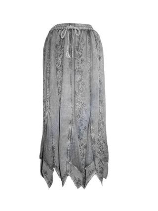 714 Skt Bohemian Gypsy Asymmetrical Hem Rayon Netted Skirt - Agan Traders, Silver