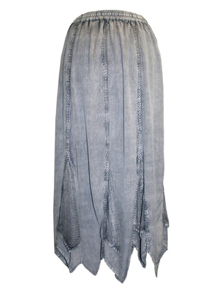 714 Skt Bohemian Gypsy Asymmetrical Hem Rayon Netted Skirt - Agan Traders, Silver