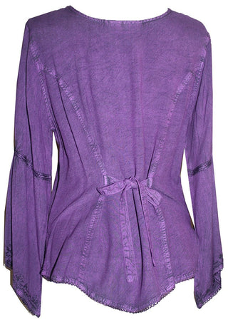 Flower Embroidered Blouse - Agan Traders, Purple