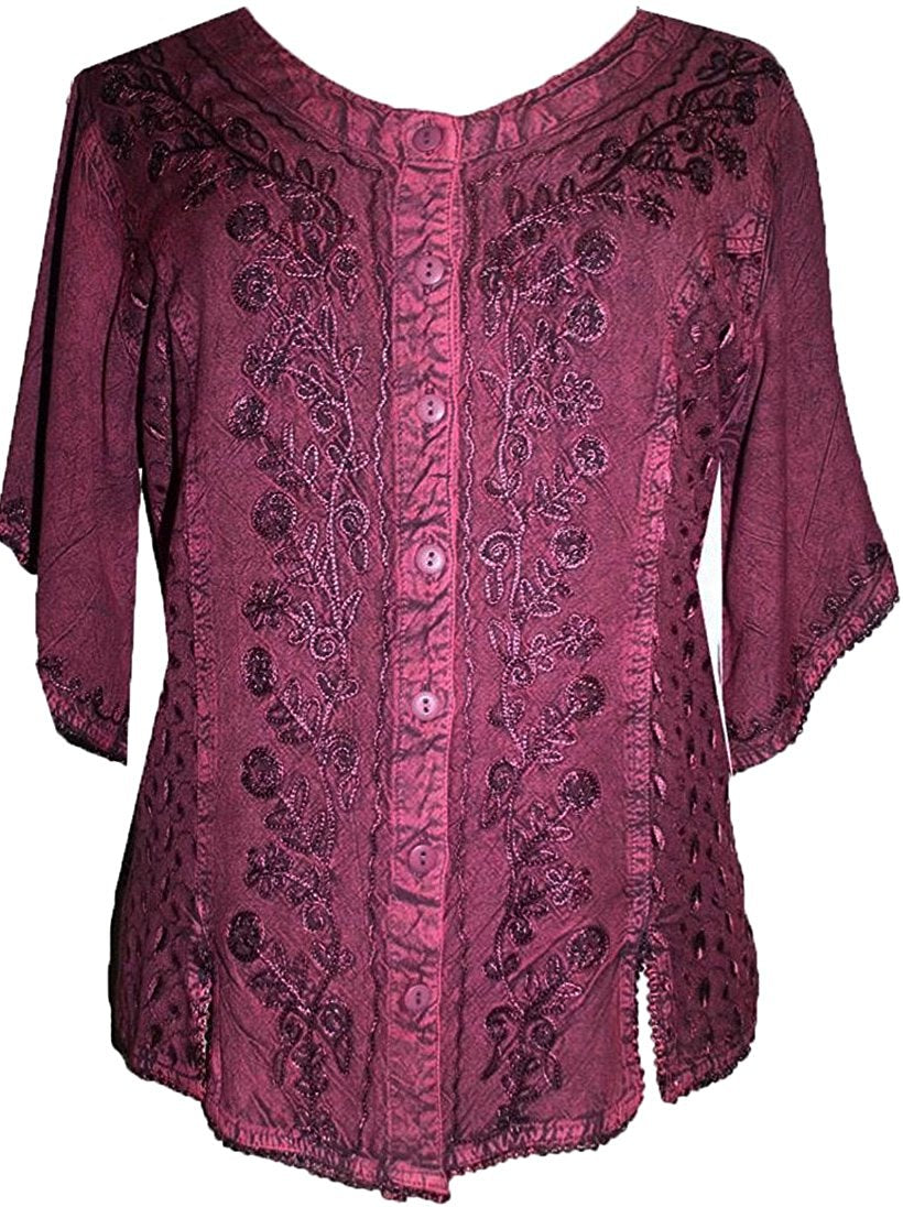 125 B Scooped Neck Medieval Embroidered Blouse Top – Agan Traders