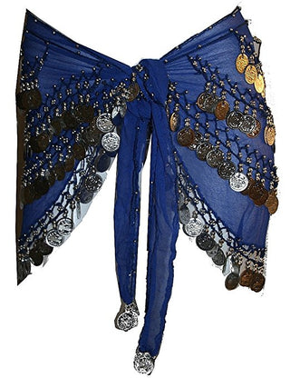 ST Agan Traders Belly Dancing Zumba Hip Coin Gypsy Hip Scarf - Agan Traders, Blue CR