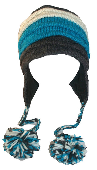 Knit Beanie Earflap Kakicha Hat - Agan Traders, Blue Nt