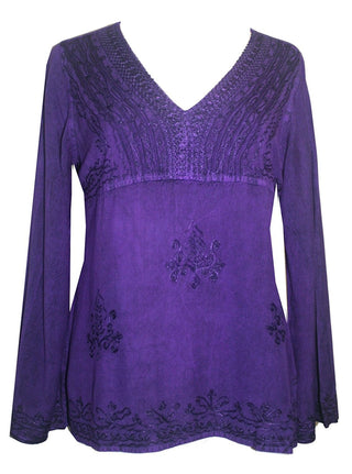 Renaissance Vintage V Neck Medieval Top Blouse - Agan Traders, Purple