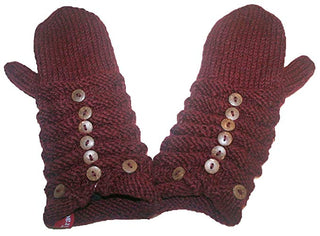 Knit Waved Micro Fleece Mitten - Agan Traders, MT Burgundy