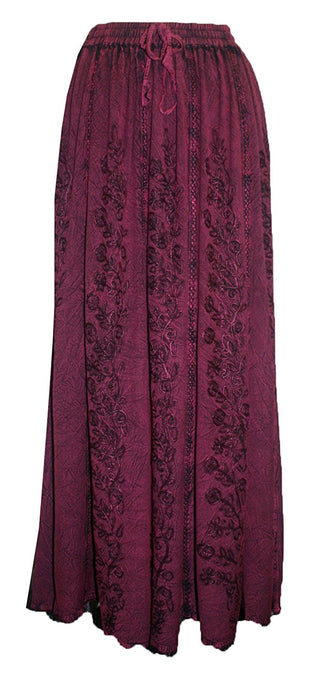 712 SK Agan Traders Medieval Embroidered Long Skirt - Agan Traders, Burgundy