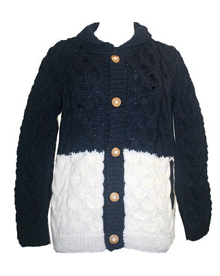 Lambs Wool 14 AW 82 Womens Button Down Collar Sweater Cardigan  - Agan Traders, Navy White