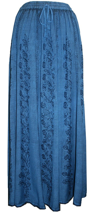 712 SK Agan Traders Medieval Embroidered Long Skirt - Agan Traders, Blue
