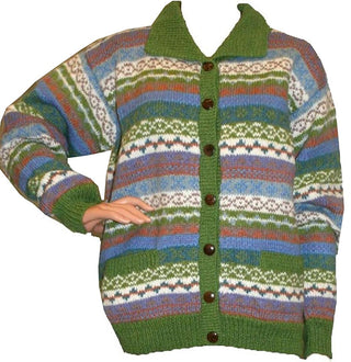 Wool Cardigan Sweater Hand knitted in Nepal - Agan Traders