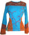 Rib Cotton Funky Patch Bohemian Blouse Top T-shirt - Agan Traders, Turquoise Orange