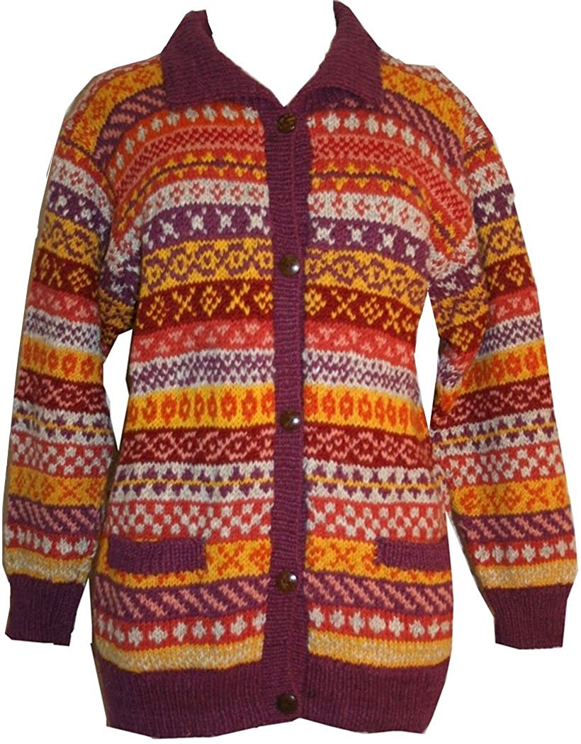 Wool Cardigan Sweater Hand knitted in Nepal – Agan Traders