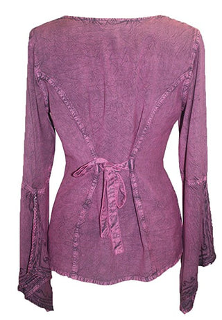 Renaissance Gypsy Bell Sleeve Blouse Top - Agan Traders, Plum