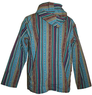 Stripe Cotton Funky Hooded Fleece Lined Jacket - Agan Traders, Turquoise