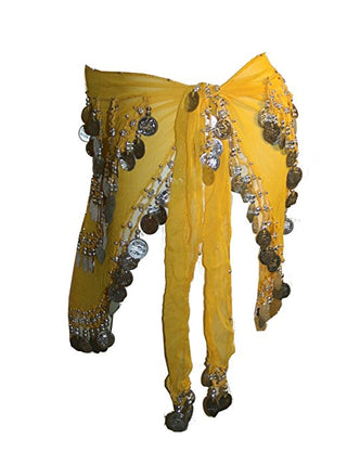 ST Agan Traders Belly Dancing Zumba Hip Coin Gypsy Hip Scarf - Agan Traders,  Yellow CR