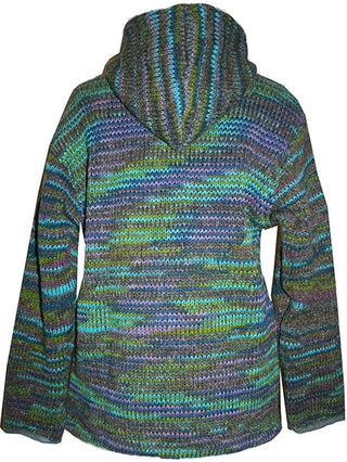 Lambs Wool Fleece Winter Sherpa Hoodie Sweater Jacket - Agan Traders, WJ 10 Green Multi