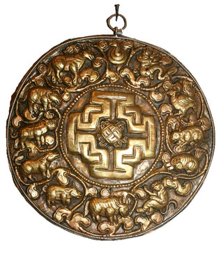 Agan Traders Bronze Mandala Plaque Hand crafted in Nepal[7.5 X 7.5 inches] - Agan Traders